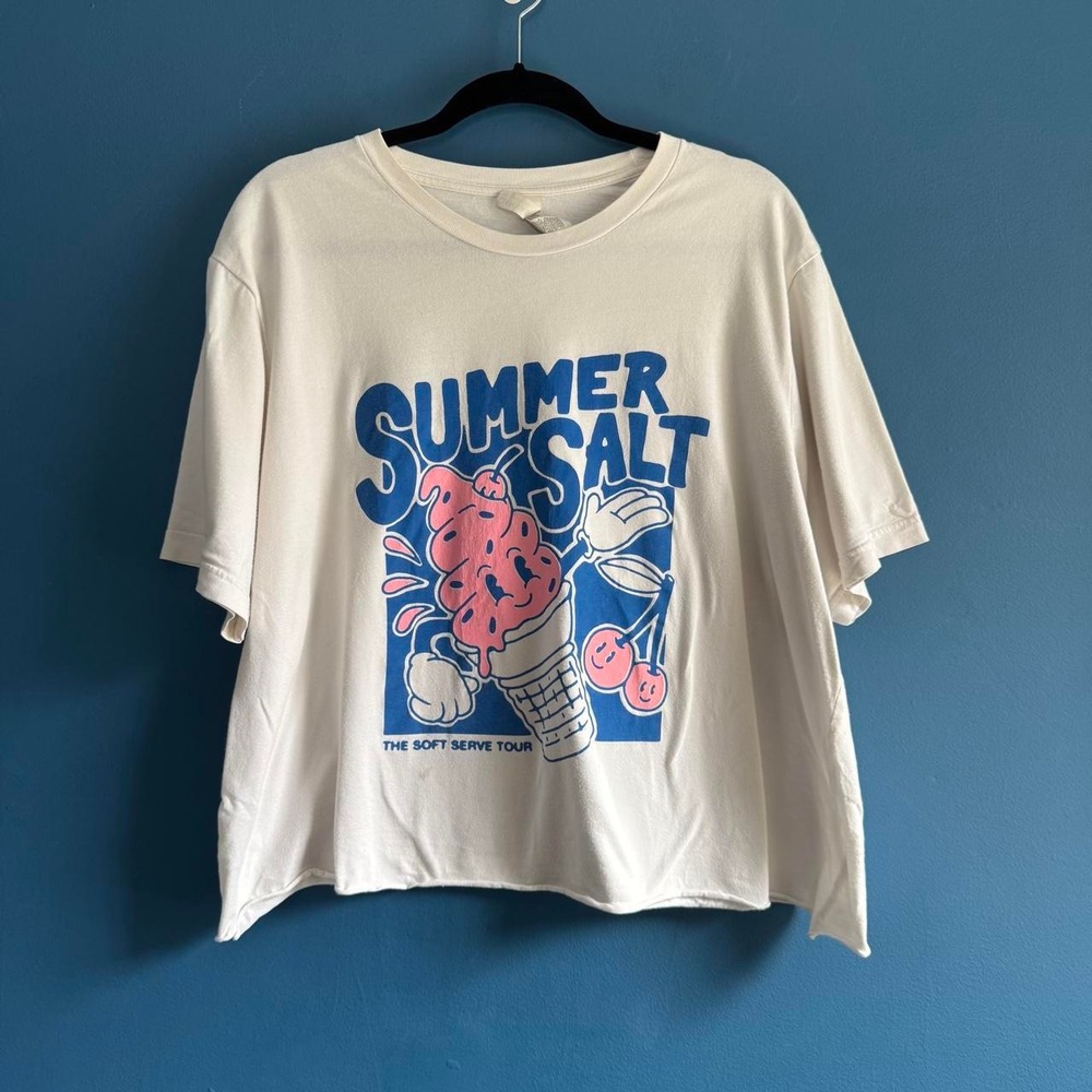 Summer Salt Crop Tee Size 2X White Crewneck Short Sleeve Music Art Concert Band